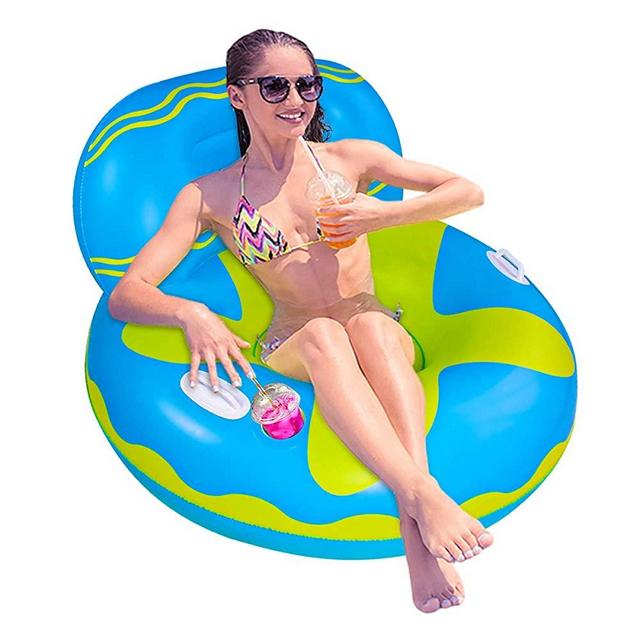 Inflatable Pool Float,Lake Float,Lake Float,Air Sofa Floating Chair,Ideal for Adults and Children for Water Parties and Water Recreation,with Very deep Drink Holders(Patent Product,105x105x70cm)