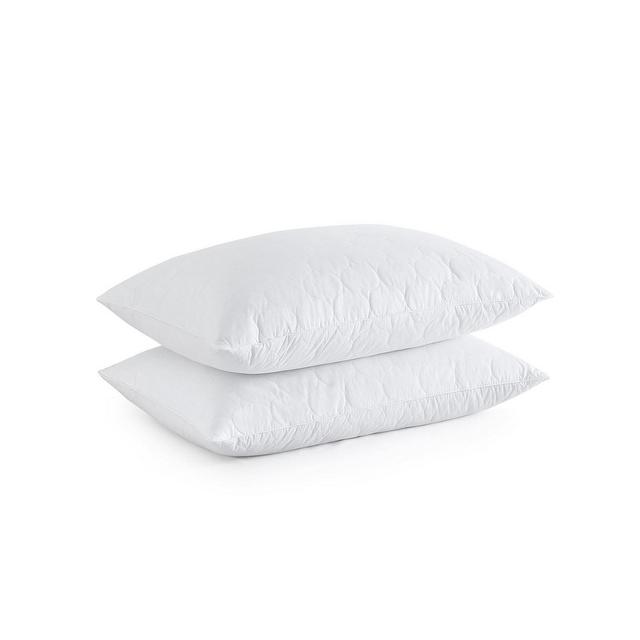 UNIKOME Teardrop Quilted Goose Down and Feather Bed Pillows, 2 Piece, King