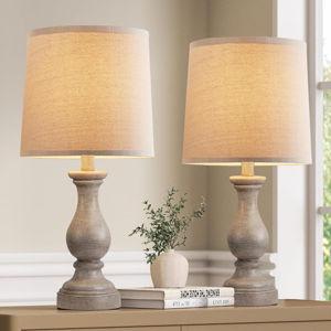 Seealle Farmhouse Table Lamps Set of 2 - (Wood Painted)