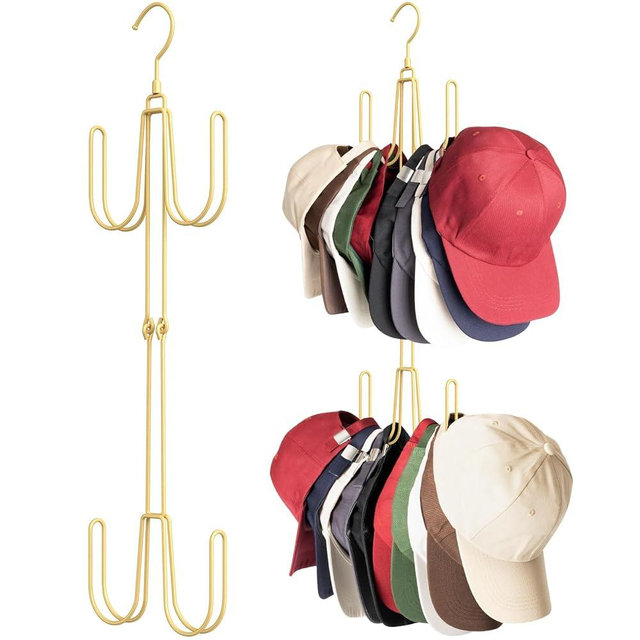 NANATI Hat Hangers for Closet, Stainless Steel Hat Organizer, Hat Racks for Baseball Caps, Cap Organizer for Baseball Caps, Gold, 1Pack