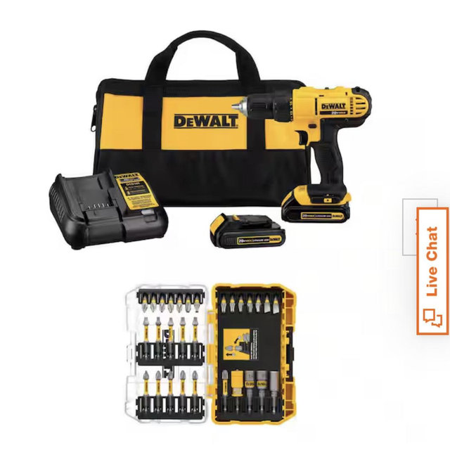 20V MAX Lithium-Ion Cordless 1/2 in. Drill/Driver and 1/4 in. Bit Set (30-Piece) with (2) 1.3Ah Batteries, Charger & Bag