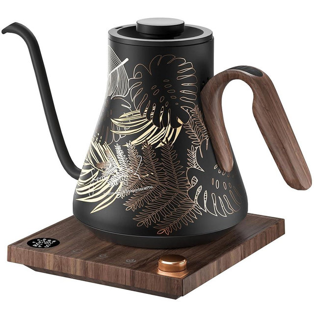 INTASTING Electric Kettle, Gooseneck Electric Kettle, ±1℉ Precise Temperature Control, Stainless Steel Interior, Quick Heating for Pour Over Coffee, Tea & Boiling Water, 0.9L (Rainforest)