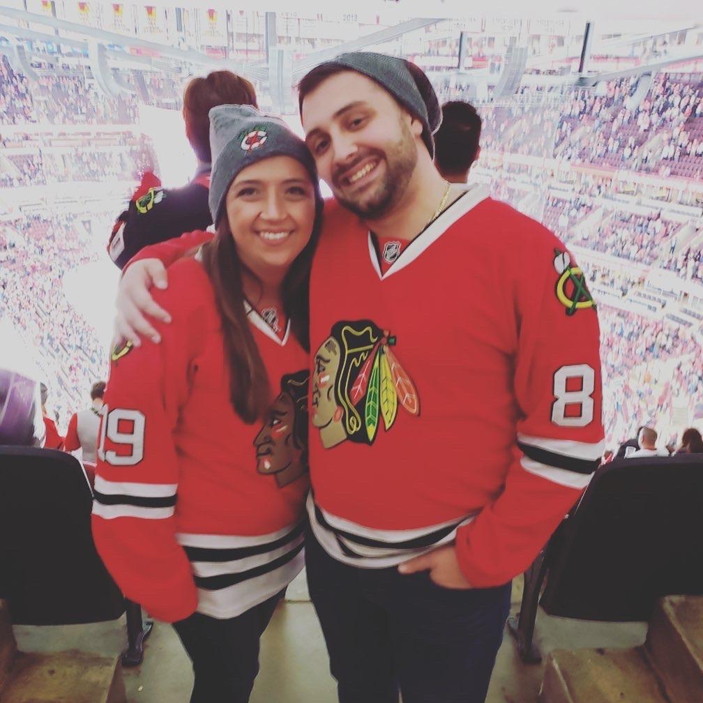 Our first big outing as an *official* couple, seeing the Chicago Blackhawks (Emily's fave!) at the United Center in October 2019. 