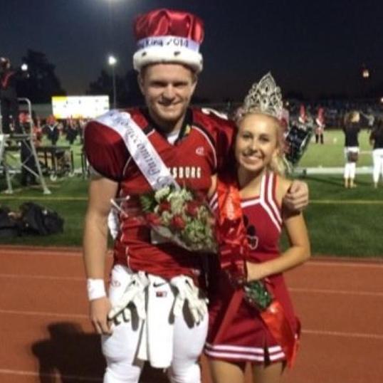 Homecoming King & Queen. Hunter was the star wide-receiver and Sarah was the cheer captain (2014).