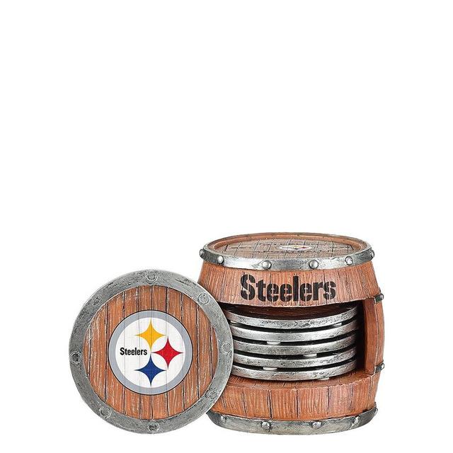 FOCO NFL Unisex-Adult NFL Team Logo 5-Pack Barrel Beverage Drink Coaster Set