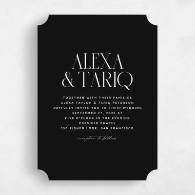 Black Ticket Wedding Invitation - Seibel Type