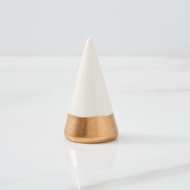 Minimalist Ring Holder, White + Gold