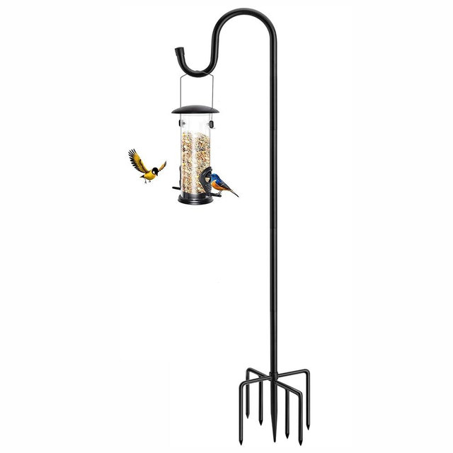 ANIDEER 96" Shepherds Hooks for Outdoor, Heavy Duty Garden Bird Feeder Pole Hanging Bird Feeder, Solar Light Lanterns, Outdoor Plant Hanger Hook with 7 Base Prongs, 1 Pack
