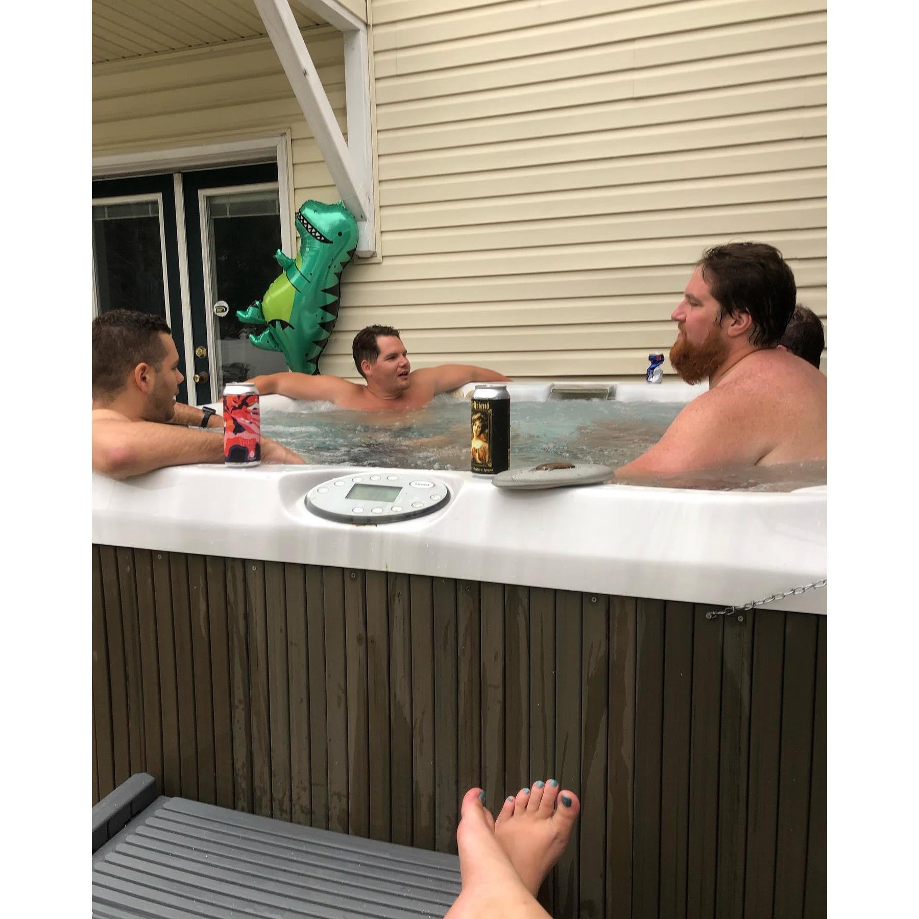 Man hot tub date in honor of Matt's birthday!