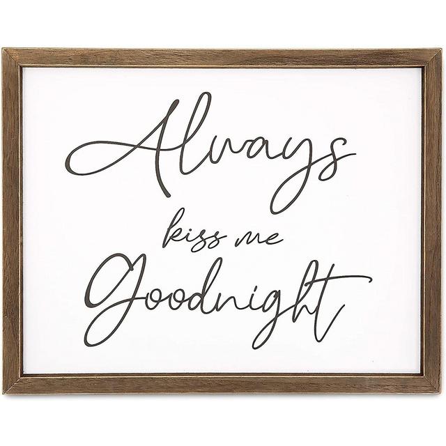 Farmlyn Creek "Always Kiss Me Goodnight" Sign, Bedroom Home Wall Decor for Couples