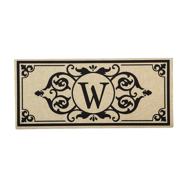 Evergreen Flag Cambridge Monogram Burlap Sassafras Switch Mat 22" x 10" (W)