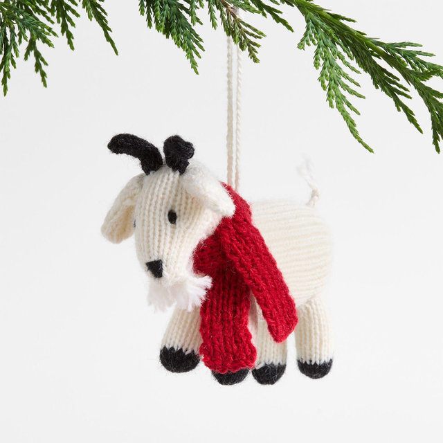 Alpaca Goat with Scarf Christmas Ornament