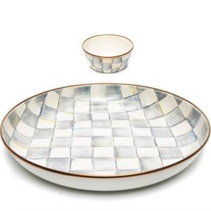 Mackenzie-Childs Sterling Check Chip & Dip Set