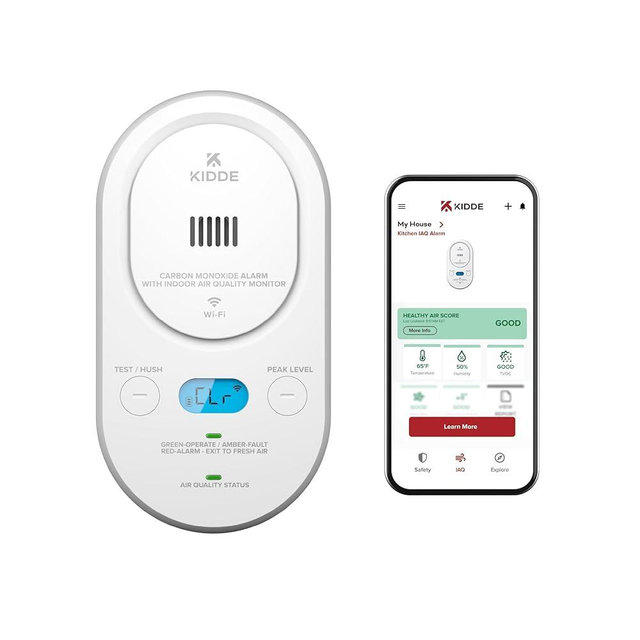 Kidde Smart Carbon Monoxide Detector & Indoor Air Quality Monitor, Plug-in with AA Battery Backup, Real-Time Notifications, 2.4 GHz Wi-Fi Enabled, Rotating Plug, 85 dB Alarm, 5th Edition, COPDLQW