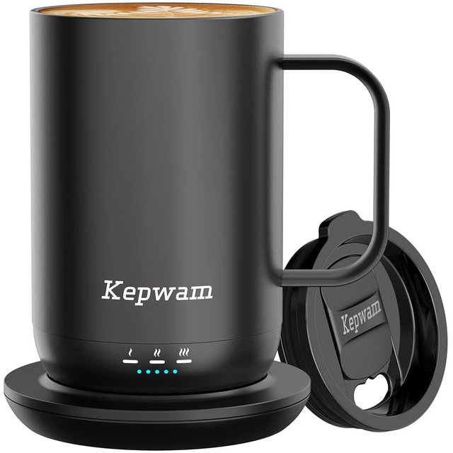 Kepwam Self-Heating Coffee Mug T1, 16oz Rechargeable Heated Coffee Mug, Smart Coffee Warmer Mug with App-Controlled,Advanced Temperature-Controlled Heating Coffee Gifts for Women Men Coffee Lover