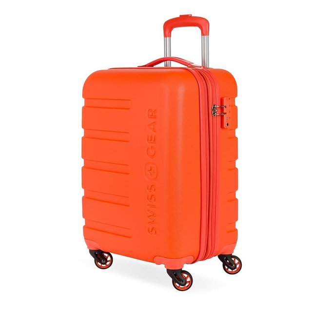 SwissGear 7366 Signature Hardside Expandable Luggage with Spinner Wheels, TSA Lock, Cup-Holder, Orange, Carry-On 19-Inch