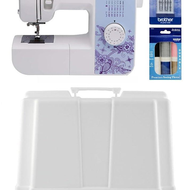 Brother XM2701 27-Stitch Sewing Machine, Hard Plastic Storage and Carry Case, Premium Thread 6-Pack and 5-Piece Sewing Machine Needles