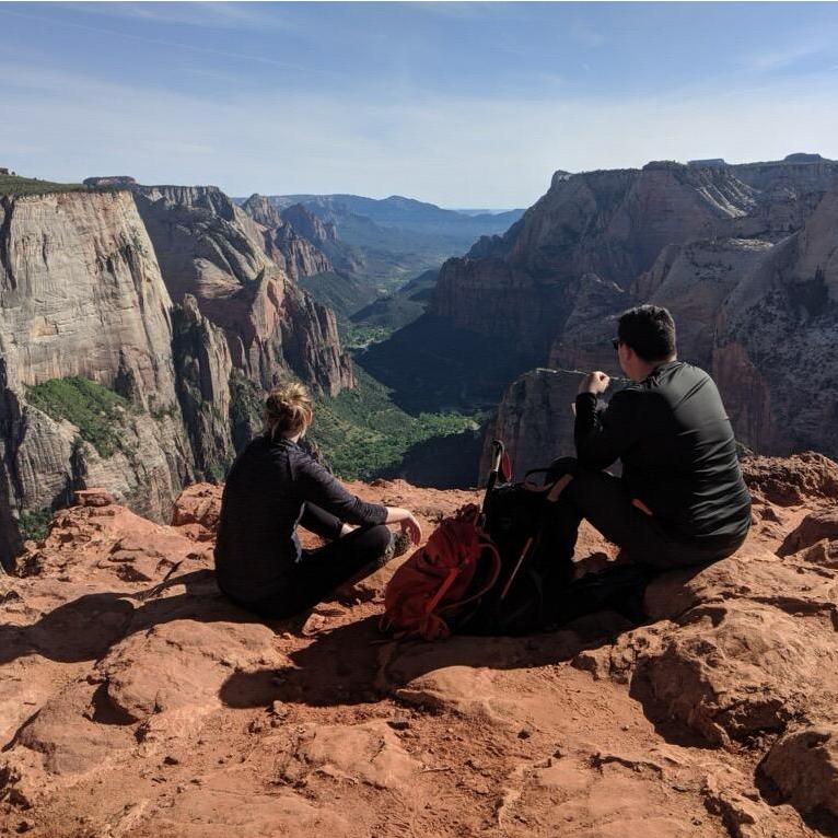 Hiking to beautiful views is our hobby. This was in Zion.