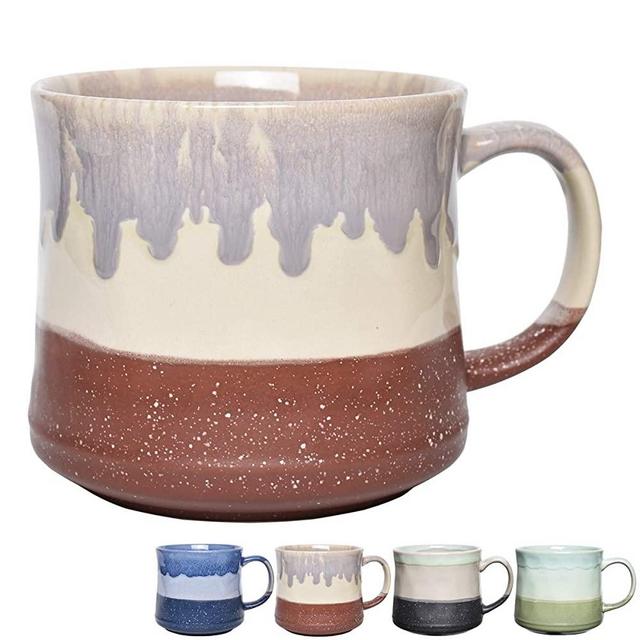 Bosmarlin Large Stoneware Coffee Mug for Office and Home, 21 Oz, Dishwasher and Microwave Safe (Red)