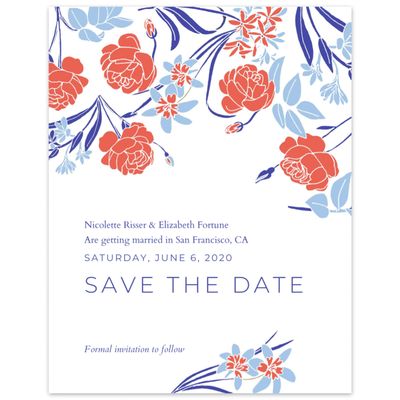 Red Boho Wedding Digital Save the Date - Starflower Portrait