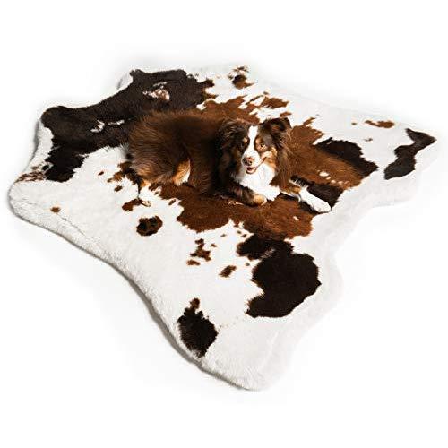Treat A Dog Puprug Faux Cowhide Memory Foam Orthopedic Dog Bed, Premium Memory Foam Base with Ultra-Soft Faux Fur Cover, Water-Resistant Liner, Easy to Clean (Multiple Styles)