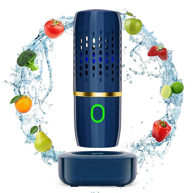 Fruit and Vegetable Purifier Washing Machine,Capsule Shape Disinfection Machine,OH-ion Purification Technology for Cleaning Fruits and Vegetables,Rice,Meat(Blue)