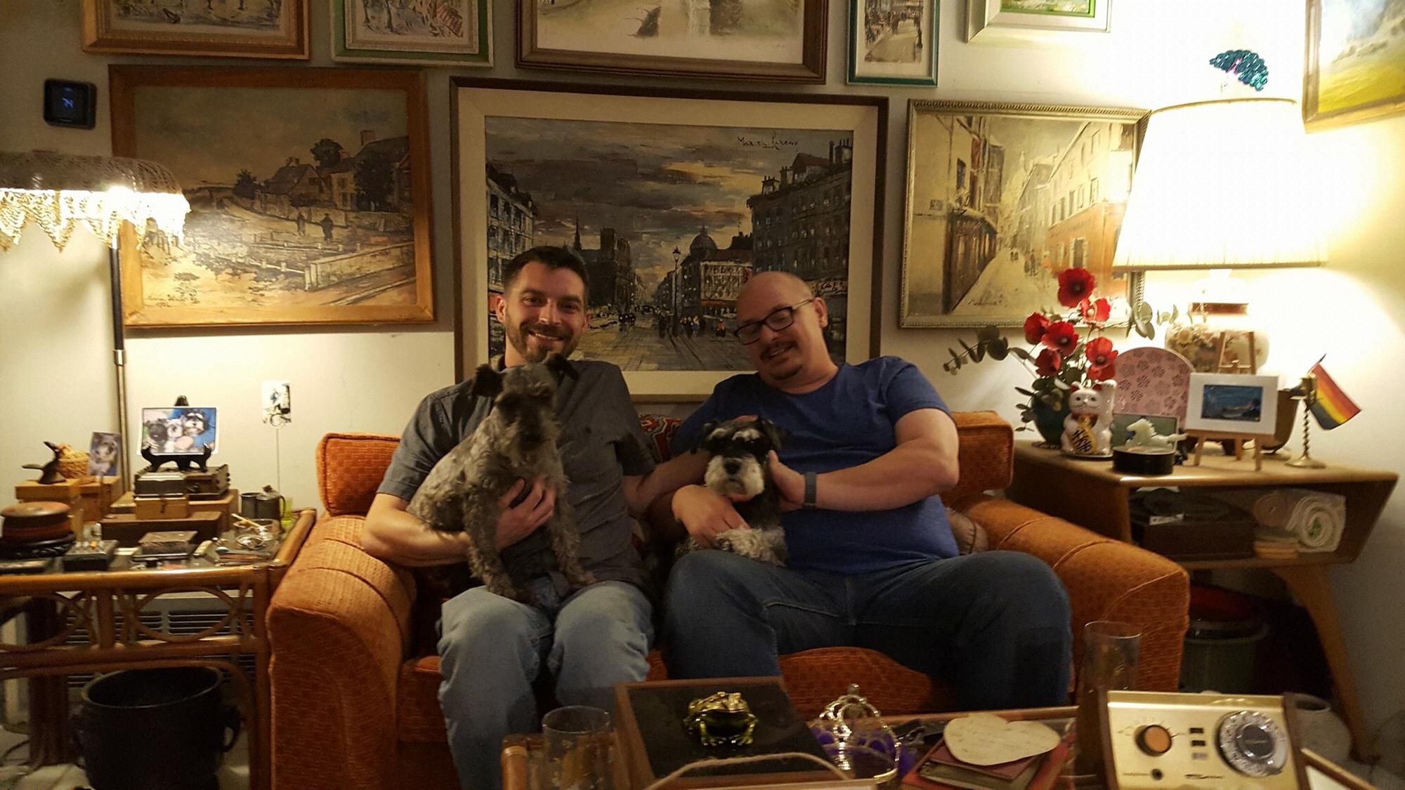 Visiting our friend David in San Dimas, CA. The beautiful dogs with us are Tibby & Zelda.