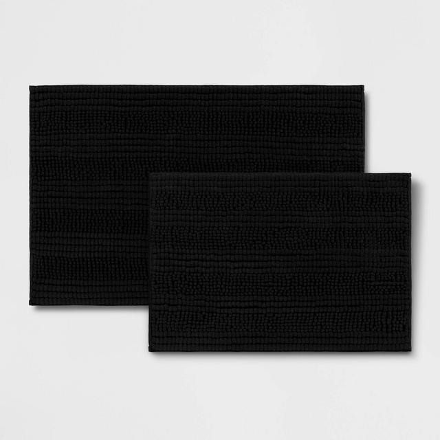 2pk Chenille Bath Rug Black - Room Essentials™