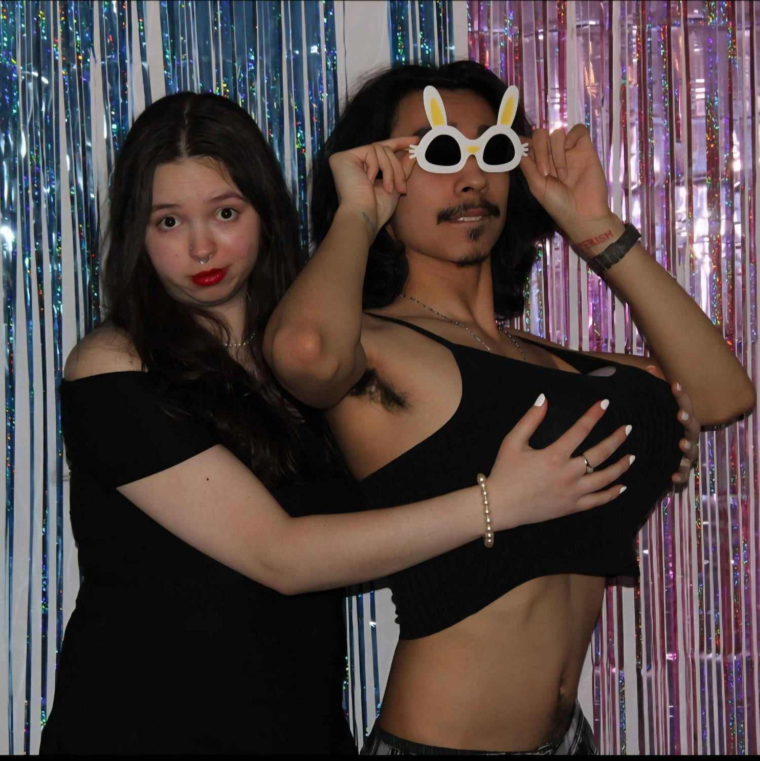 One of the first murder mystery parties we threw and didn’t have enough male characters so Nick gladly dressed as a woman. (Ps. I was the killer)