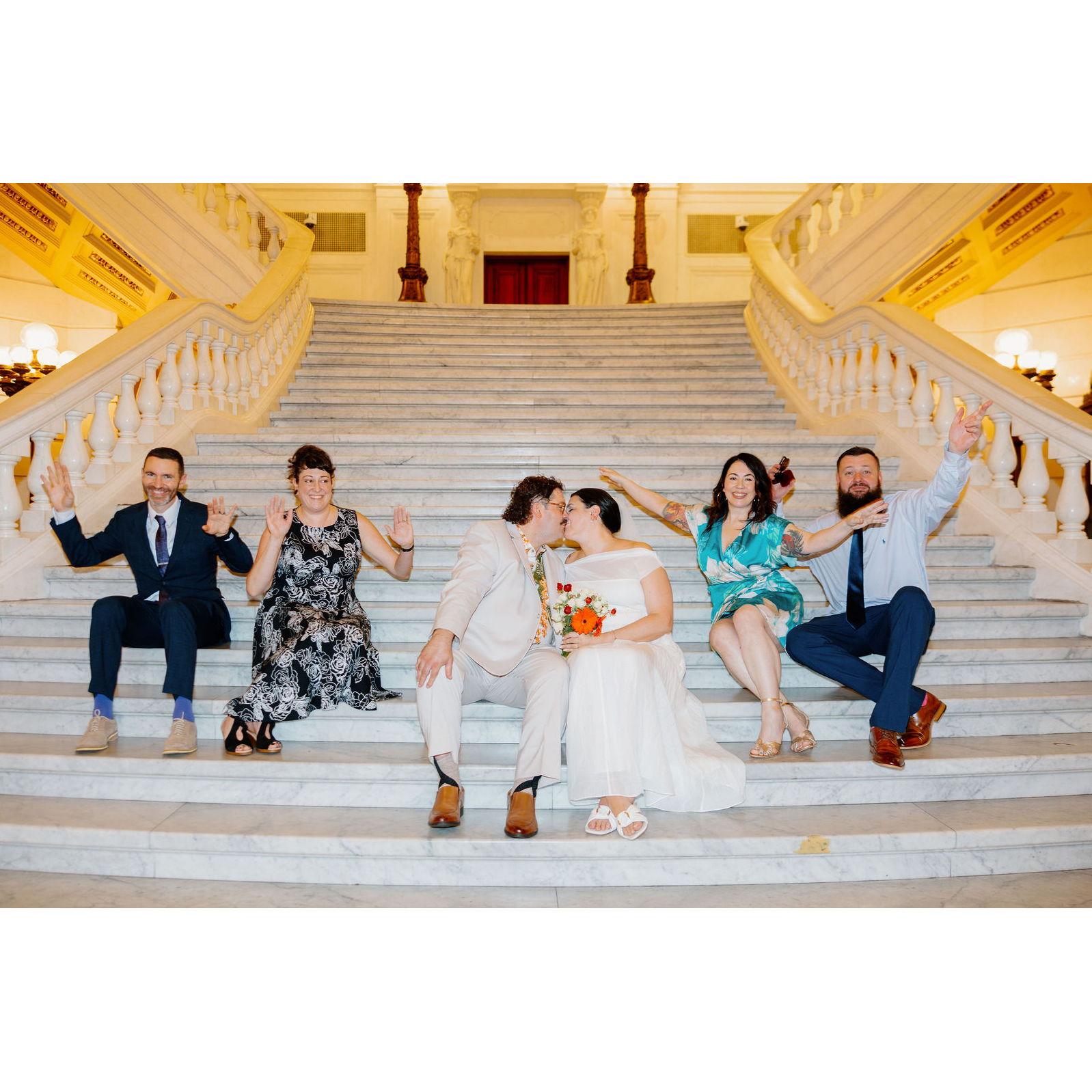 Our wedding party post-nuptials