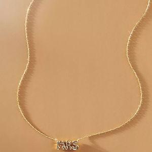 Mrs. Bubble Letter Necklace Gold