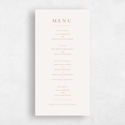 Tuscany, Beige Wedding Menu - Sloan