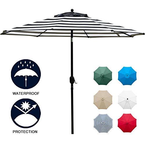 Sunnyglade 9' Patio Umbrella Outdoor Table Umbrella with 8 Sturdy Ribs (Balck and White)