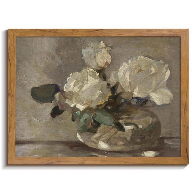 Gardenia Art Framed Vintage Flower Canvas Wall Art Mid Century Retro Bedroom Wall Decor Classical Floral Wall Painting for Farmhouse Kitchen Home Office Bathroom Decor Aesthetic Room Decorations 12x16