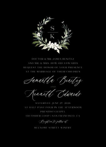 Serenity Portrait | Black | Zola Wedding Invitations