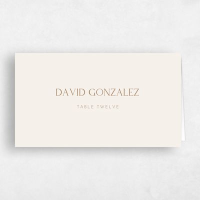 Cream, Beige Wedding Place Card - Sharpe