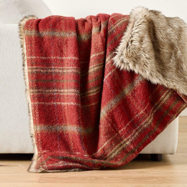 Woodrow Plaid Throw, Red Multi, 50" x 60"
