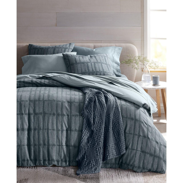 Oake Indigo Stripe 3-Pc. Duvet Cover Set, Full/Queen, Exclusively at Macy's