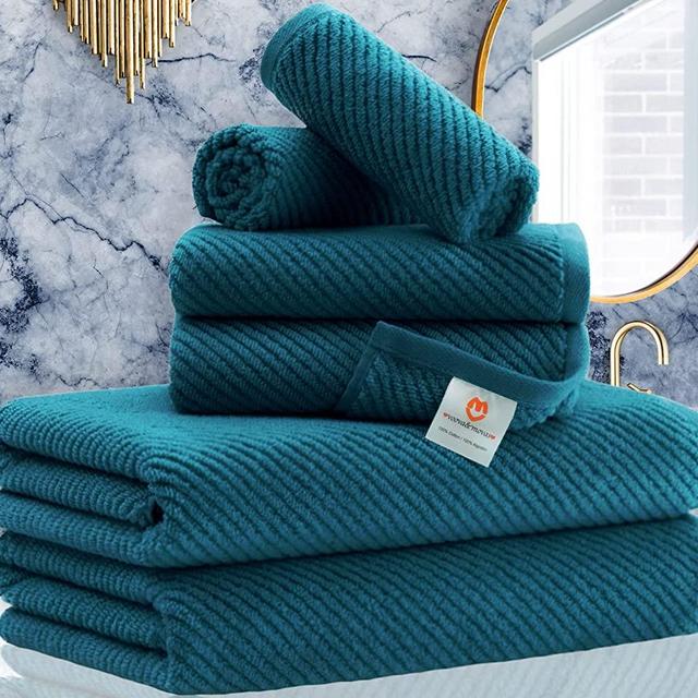 Towels for Bathroom,6 Pieces Gift Set,100% Cotton | Large | Soft | Quick Dry, 2 Bath towels 30×56inch, 2 Hand towels 18×28, 2 Wash Cloths 13×13,Hotel & Spa，Mothers Day Towel Gift,Turquoise