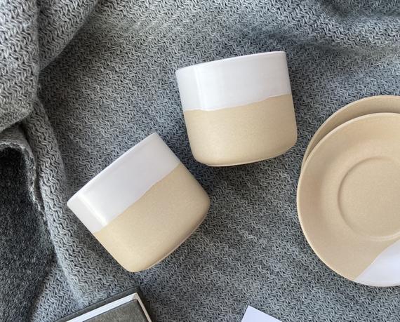 3.5oz Unique Espresso Cups & Coasters Set