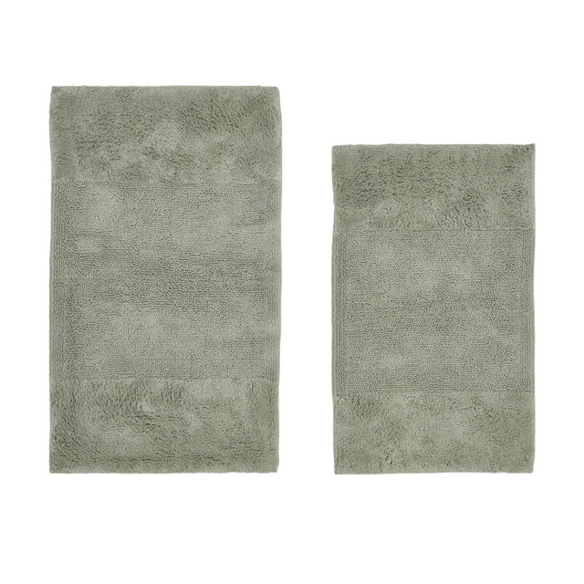 Better Trends Granada 100% Cotton Tufted Non-Slip Backing Bath Rug Set 2 PC - Dark Sage