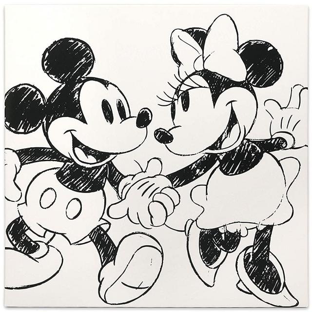 Open Road Brands Disney Mickey and Minnie Black and White Canvas Wall Décor - Classic Art Painting for Bedroom, Living Room or Playroom