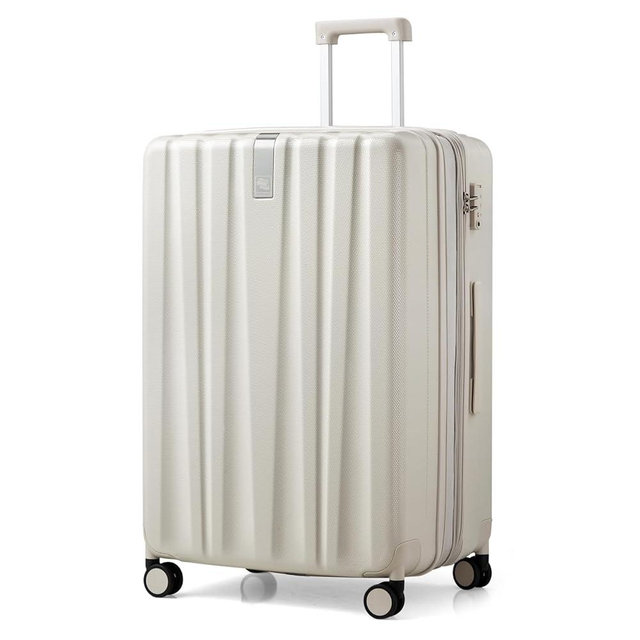 Hanke 29 Inch Expandable Checked Luggage Lightweight PC Hard Shell Luggage Suitcases with Wheels Travel Luggage Rolling Large Suitcase Travel Luggage Bag for Study Abroad.(Ivory White)