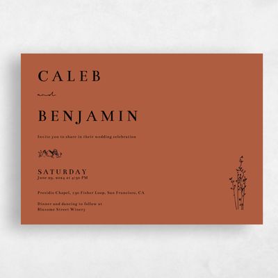 Burnt Orange Wedding Invitation - Rue Landscape