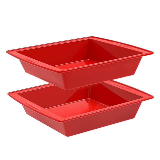 Silicone Square Cake Pan, 8"x8" Baking Pan, Brownie Pan - Set of 2 - SILIVO Nonstick Silicone Cake Molds , Silicone Baking Mold for Brownies, Cakes, Rice Crispy Treats and Lasagnas - 8x8x2 Inch