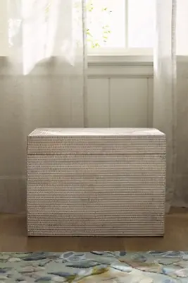 Handwoven Rattan Rectangular Hinged Trunk