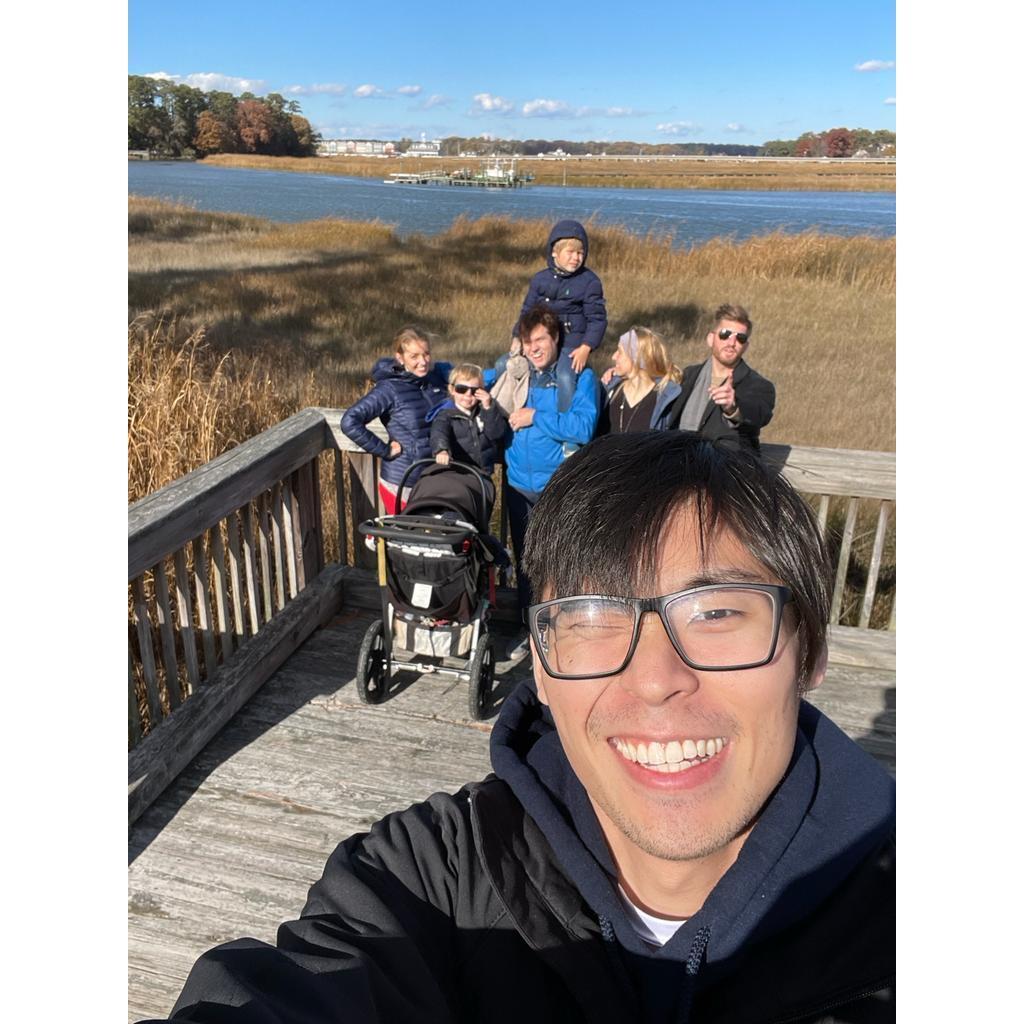Newport News marsh trails with Abigail's family! (Thanksgiving, 2021)