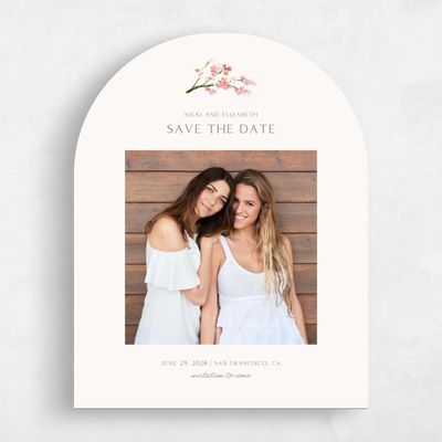 Pink Arch Wedding Save the Date - Allamia Photo