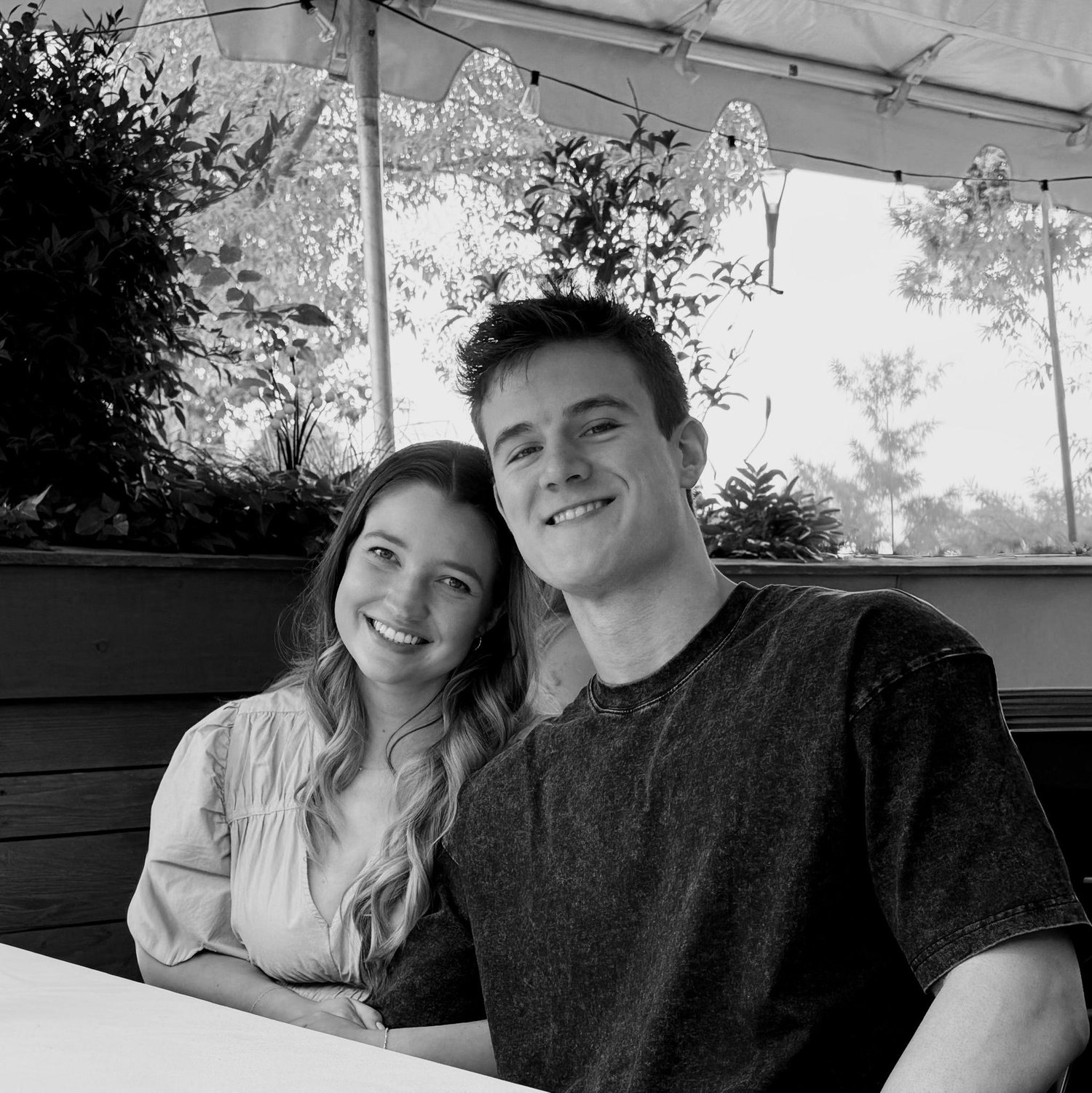 At lunch the day we told Rocky's family we were getting engaged!