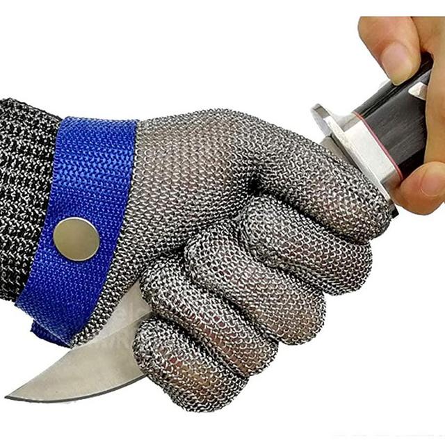 Schwer Cut Resistant Glove-Stainless Steel Wire Metal Mesh Butcher Safety Work Glove for Meat Cutting, fishing (Large)